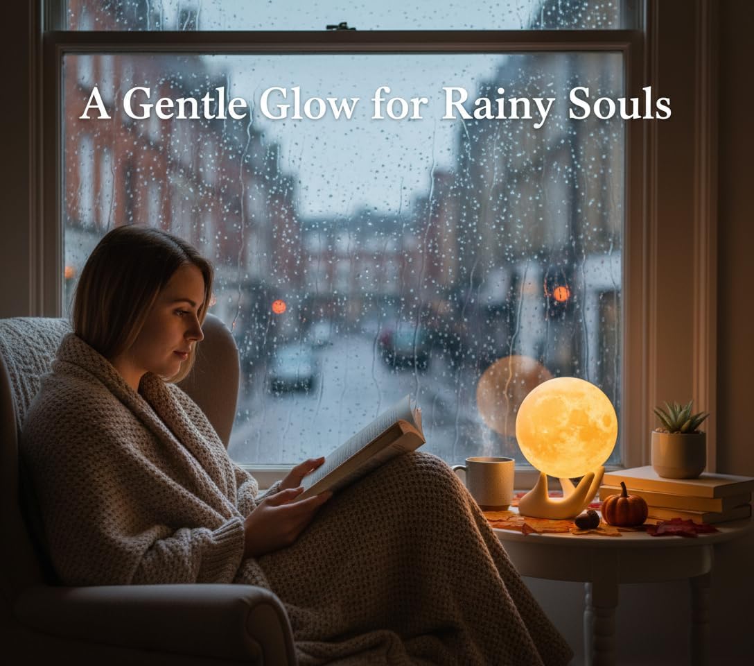 Moon Lamp 3D Printed – 9Cm Touch Control Night Light, Ceramic Base