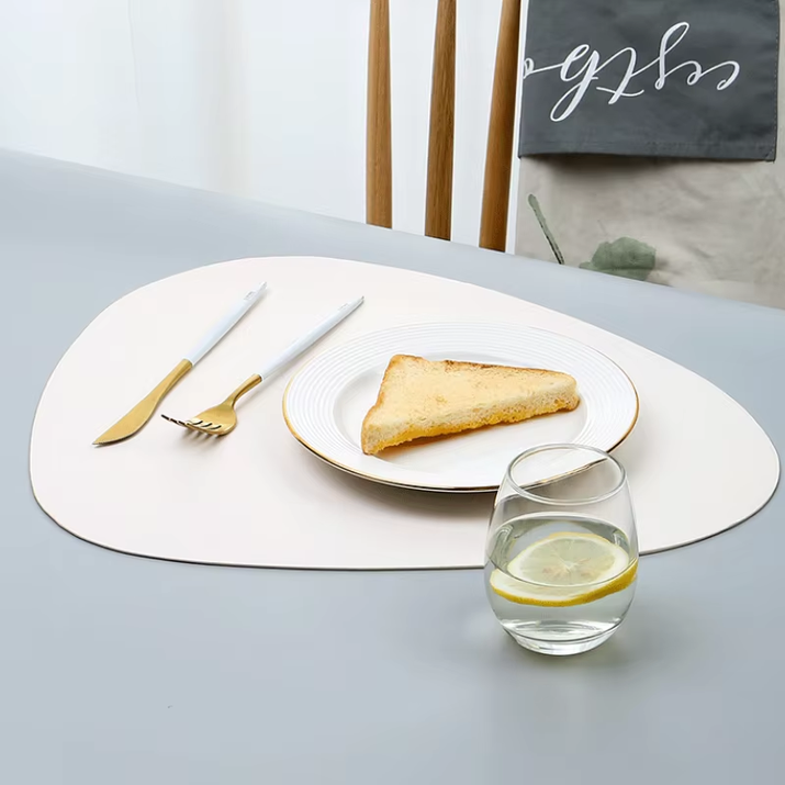 Irregularly PU Leather Dining Table Mats Sets 