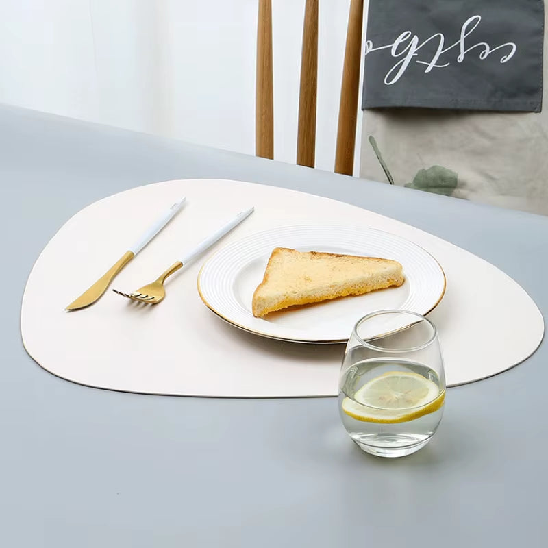Irregularly PU Leather Dining Table Mats Sets 