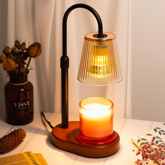 Candle Warmer Lamp with Timer: Electric Wax Melter - Adjustable Height and Brightness Jar Candles Flameless Burner Suitable Various Holiday Warming Gifts with 2 Bulbs