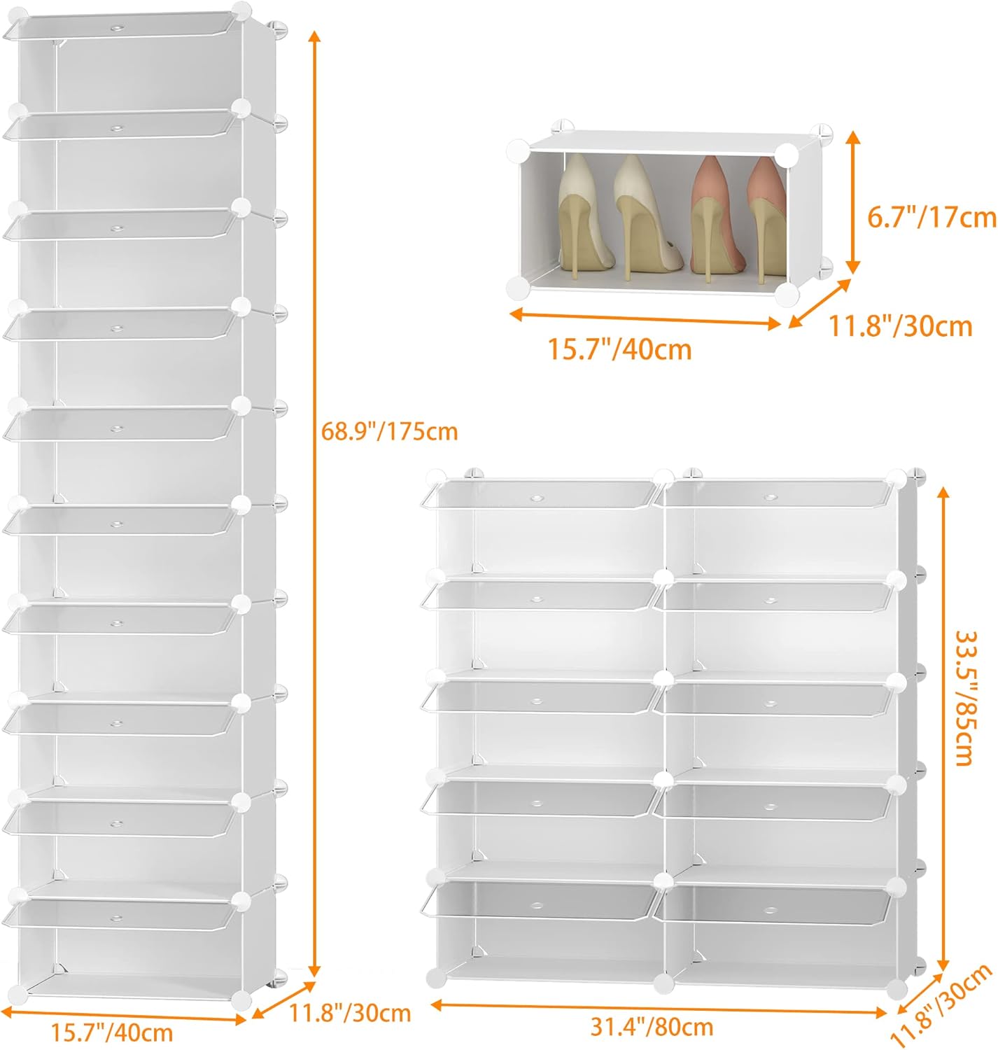 10-Tier Shoe Rack-Fits 20 Pairs