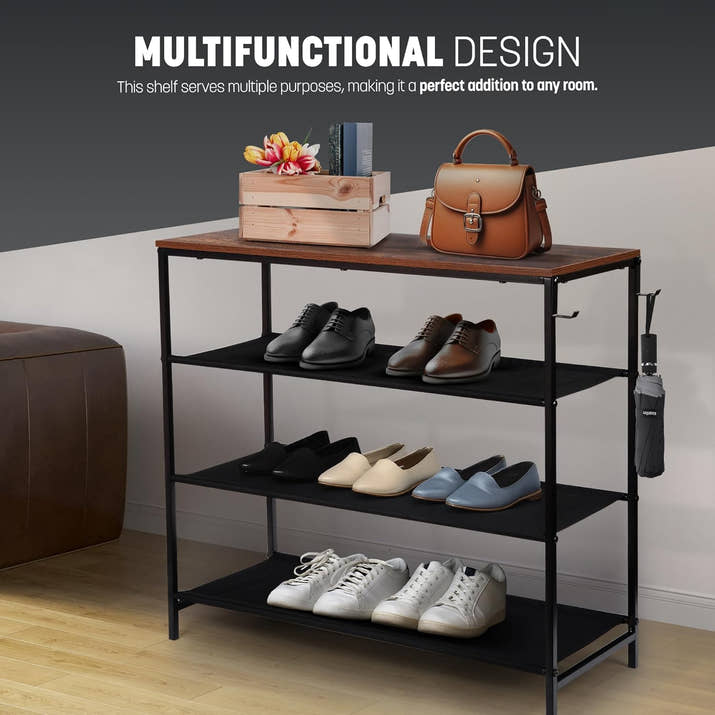 4 Tier Shoe Rack with Shelf 