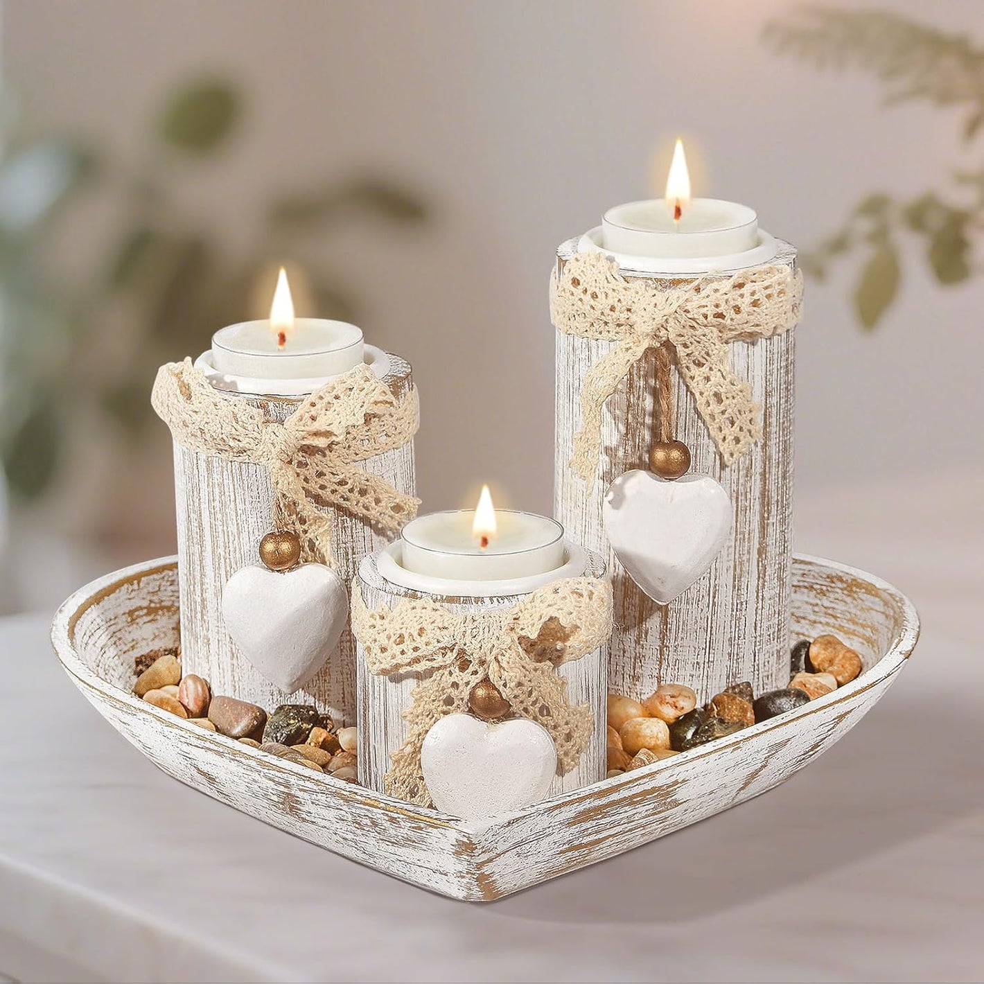 Tealight Candle Holders with Tray: 3-Pcs 