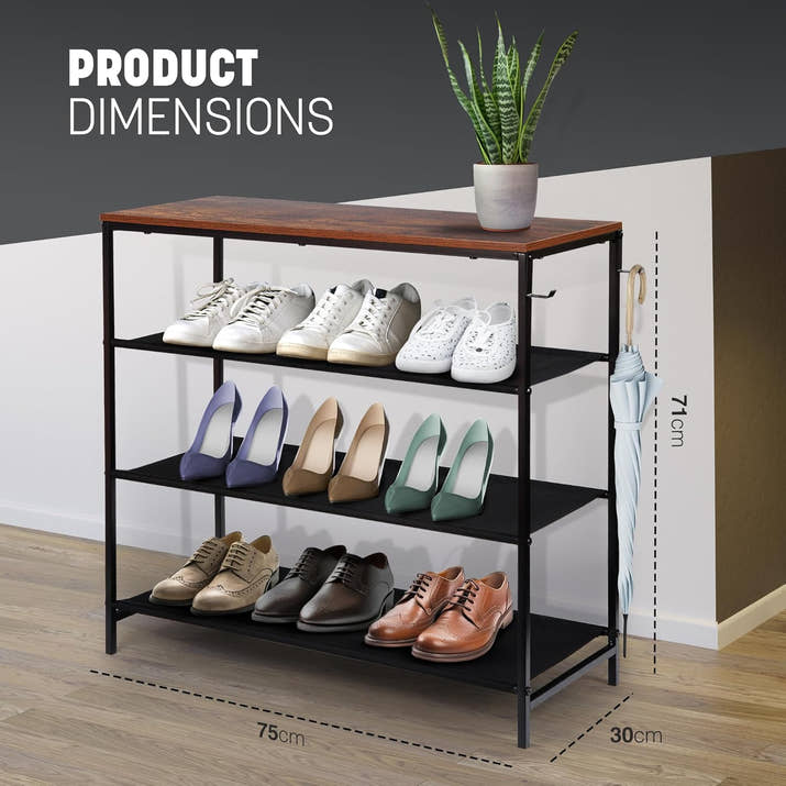 4 Tier Shoe Rack with Shelf 
