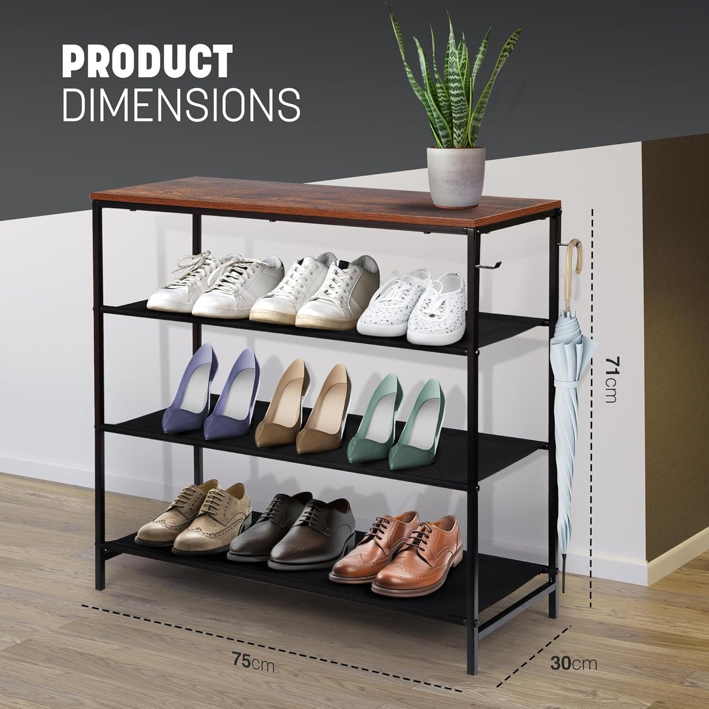 4 Tier Shoe Rack with Shelf 