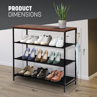 4 Tier Shoe Rack with Shelf 