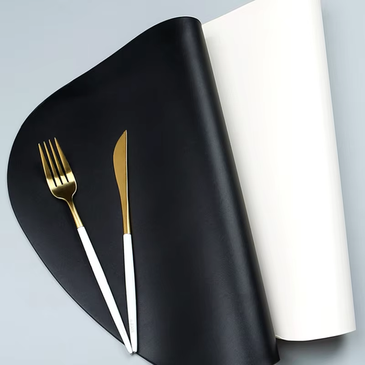Irregularly PU Leather Dining Table Mats Sets 