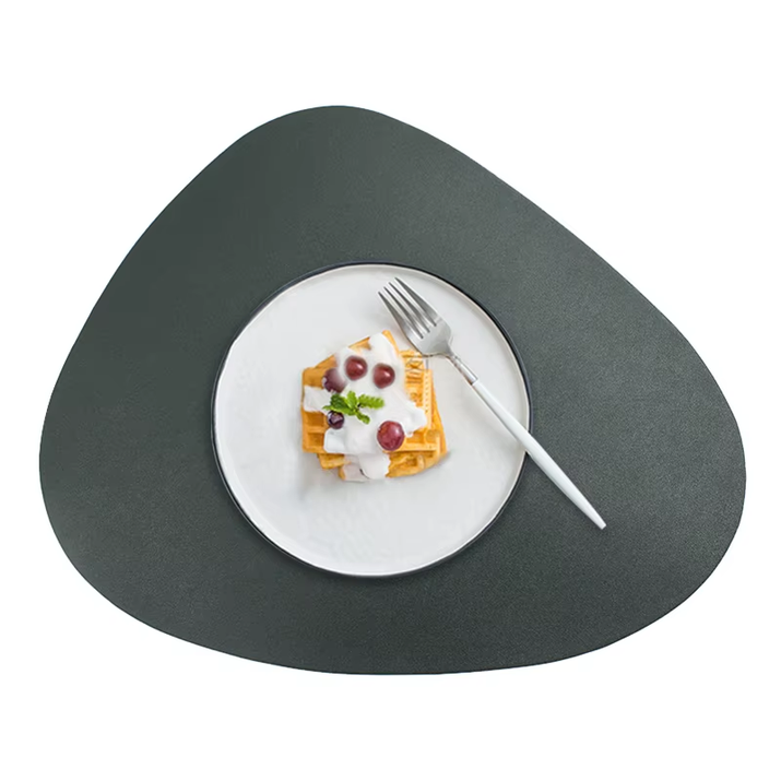 Irregularly PU Leather Dining Table Mats Sets 