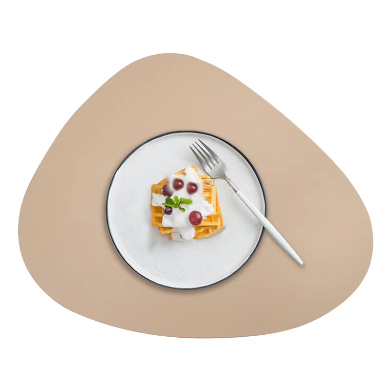 Irregularly PU Leather Dining Table Mats Sets 