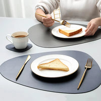 Irregularly PU Leather Dining Table Mats Sets 