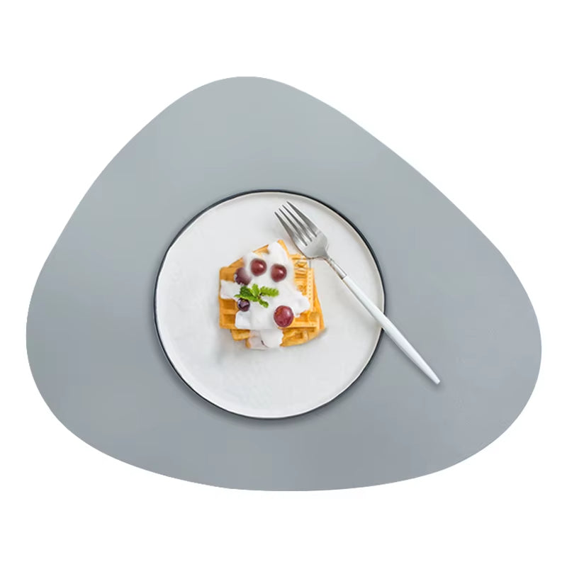 Irregularly PU Leather Dining Table Mats Sets 