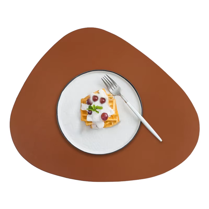 Irregularly PU Leather Dining Table Mats Sets 