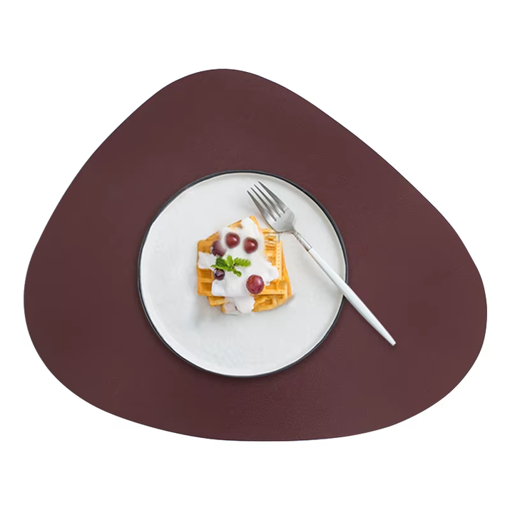 Irregularly PU Leather Dining Table Mats Sets 