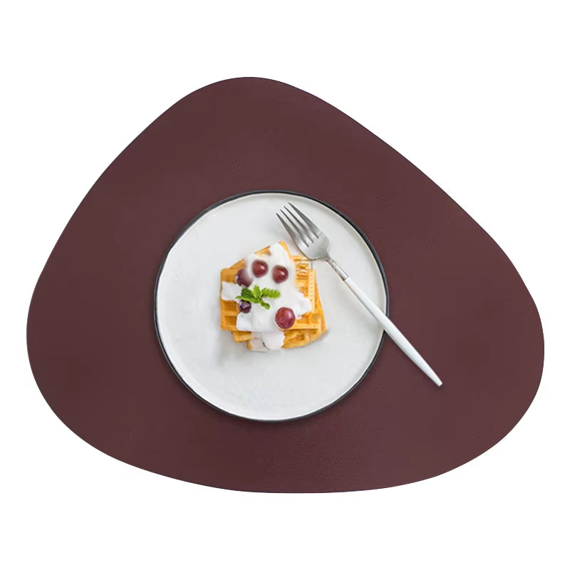 Irregularly PU Leather Dining Table Mats Sets 